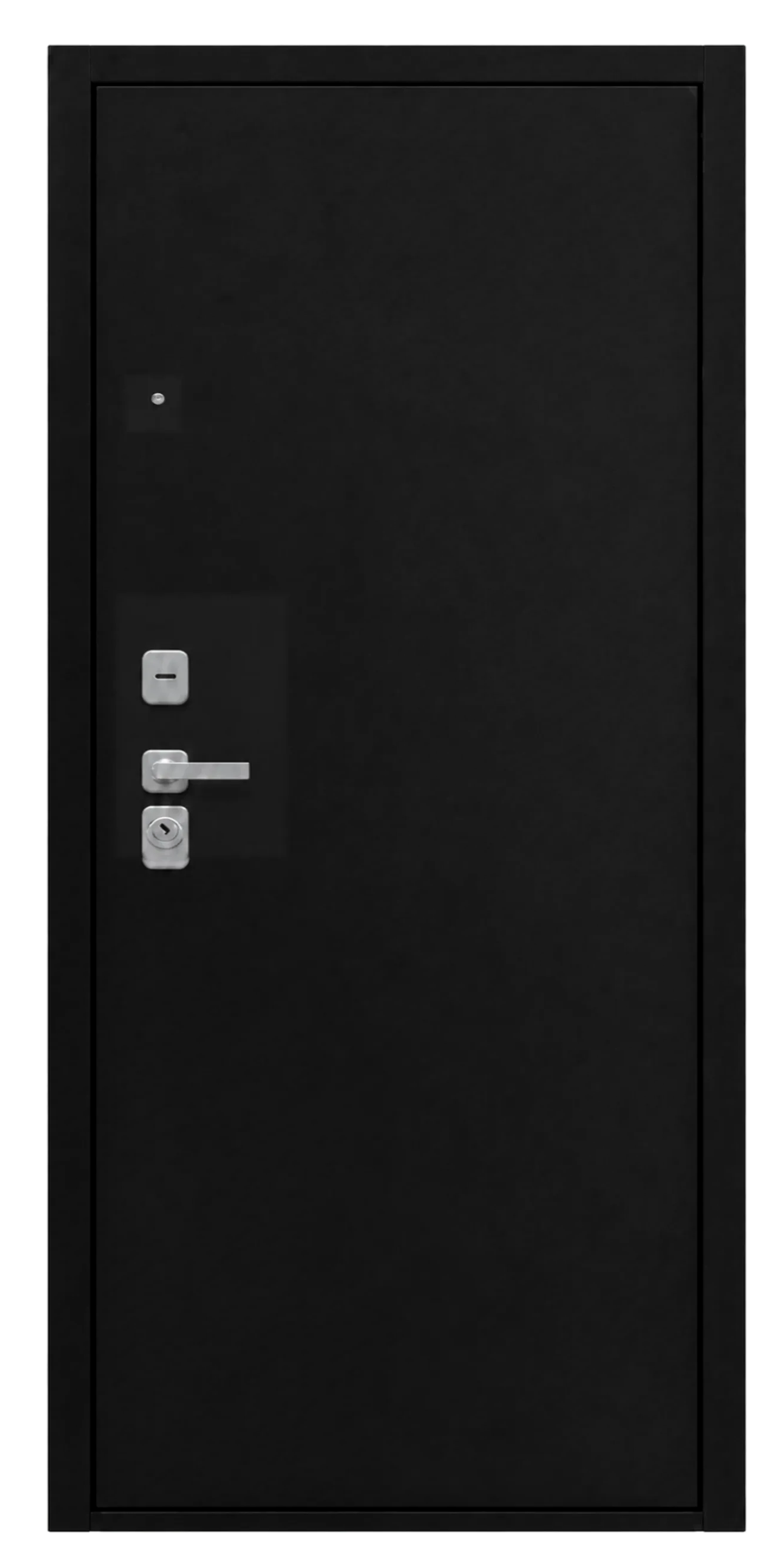 Стальная дверь «Город» с зеркалом чёрная в Пересвете — фото 1